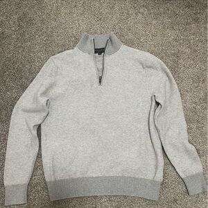 Brooks Brothers Gray Zip Up Sweater with Ribbed Cuffs